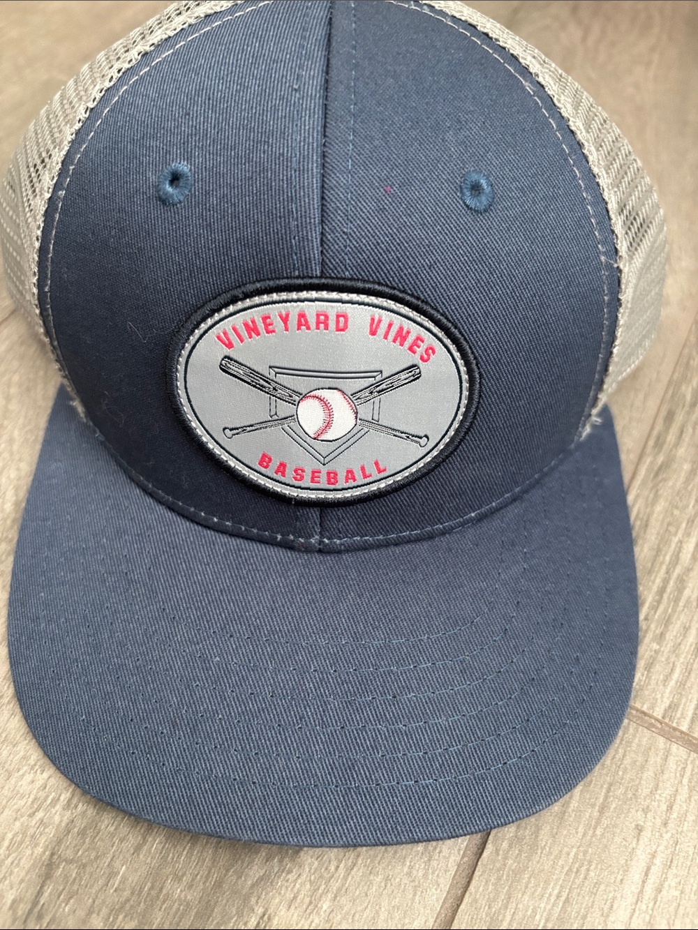 KIDS Vineyard Vines Navy and Gray Baseball Patch Trucker Hat